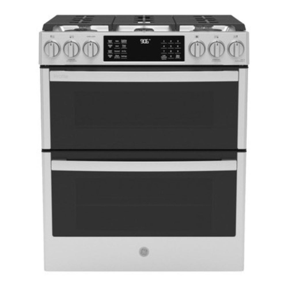 GE GE Profile™ 30" Smart Slide-In Front-Control Gas Double Oven Convection Fingerpr