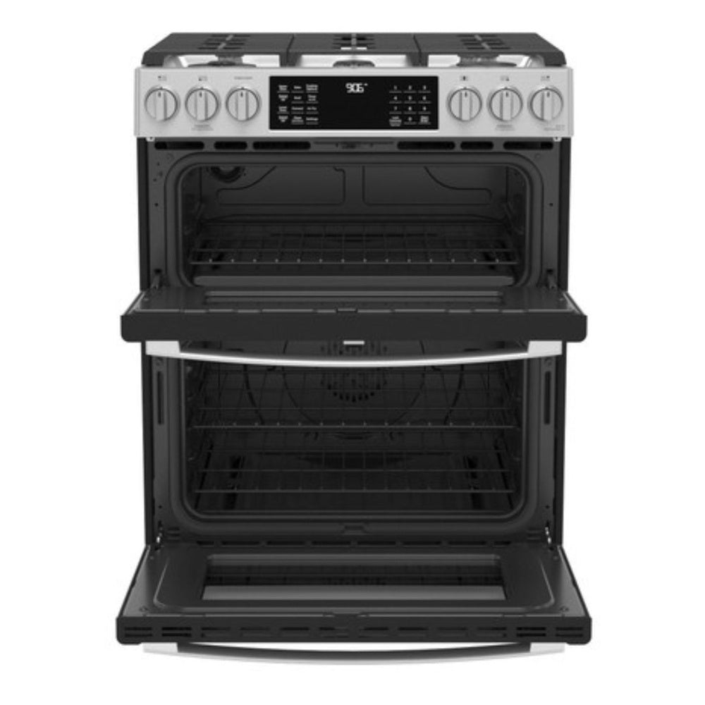 GE GE Profile™ 30" Smart Slide-In Front-Control Gas Double Oven Convection Fingerpr