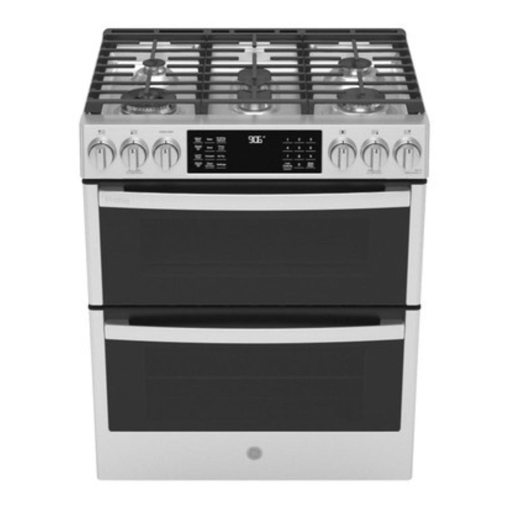 GE GE Profile™ 30" Smart Slide-In Front-Control Gas Double Oven Convection Fingerpr