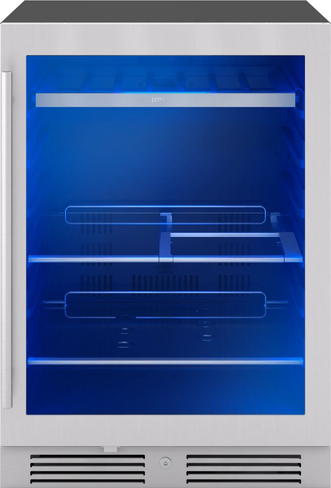 Zephyr Presrv Bev Cooler, 24in UC, SS+Gls, Rvs Door, 1Z