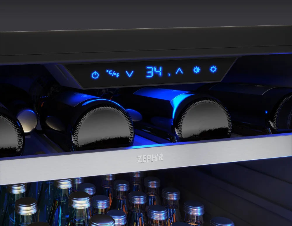 Zephyr Presrv Bev Cooler, 24in UC, SS+Gls, Rvs Door, 1Z