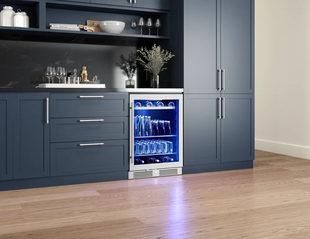 Zephyr Presrv Bev Cooler, 24in UC, SS+Gls, Rvs Door, 1Z