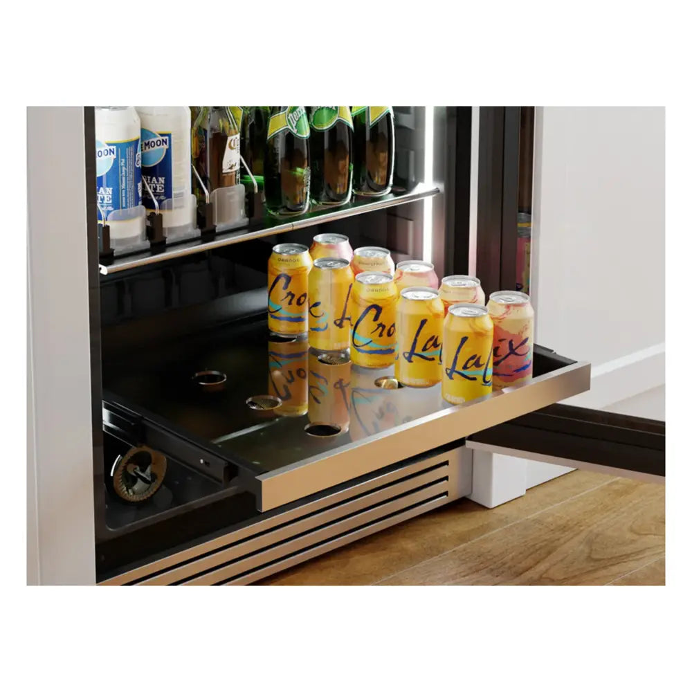 Zephyr Presrv Pro Beverage Cooler, 24in Under Cabinet, SS+Glass, Reverse Door, 1 Zone