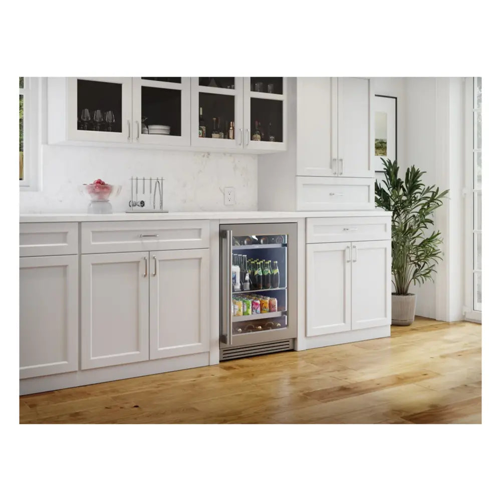 Zephyr Presrv Pro Beverage Cooler, 24in Under Cabinet, SS+Glass, Reverse Door, 1 Zone