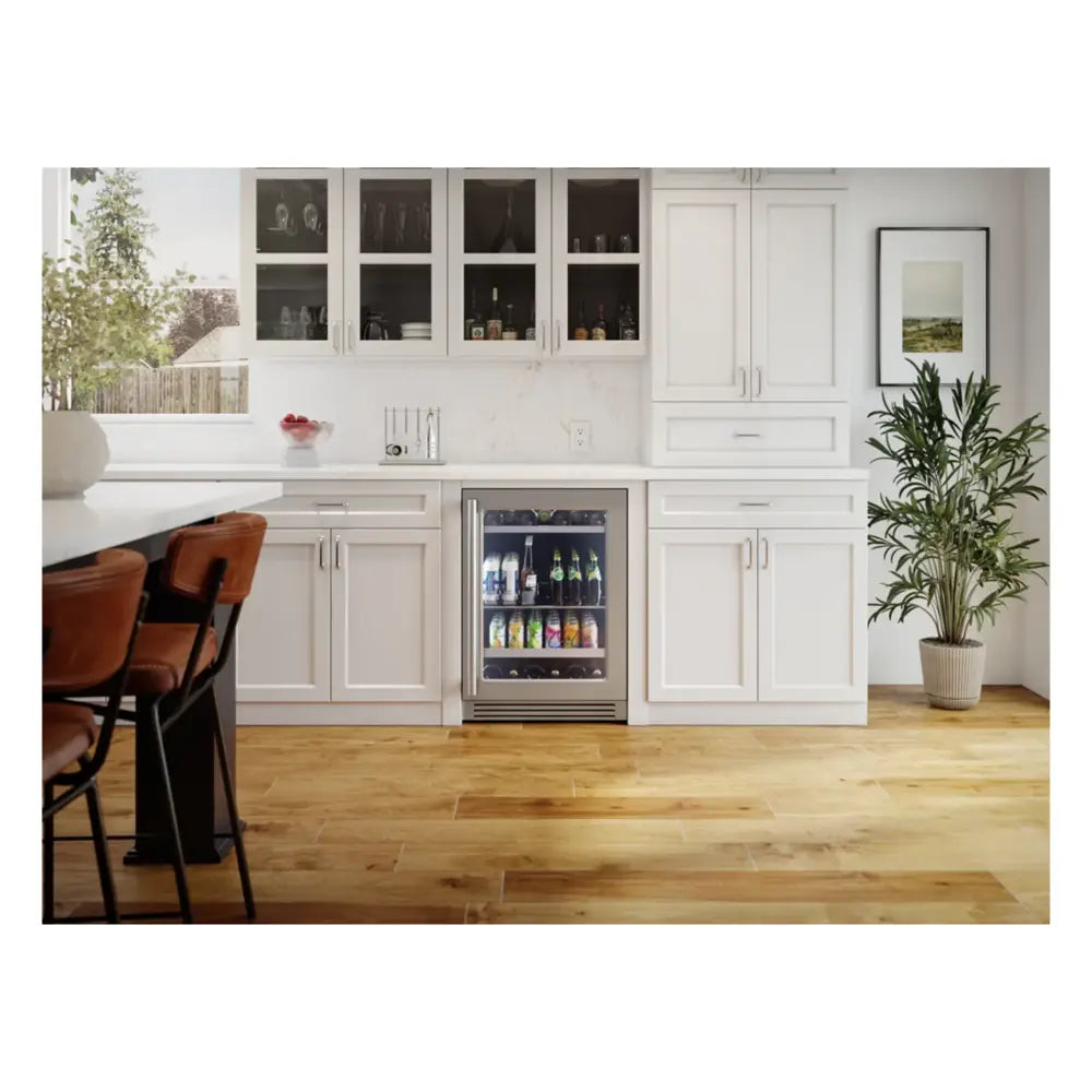 Zephyr Presrv Pro Beverage Cooler, 24in Under Cabinet, SS+Glass, Reverse Door, 1 Zone