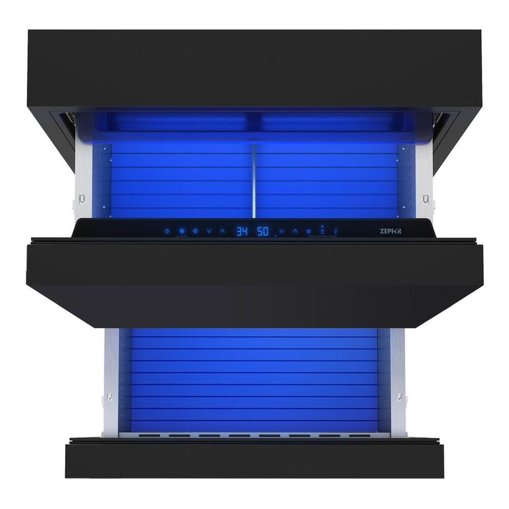 Zephyr Presrv Refrigerator Drawers, 24in Compact, Panel Ready, 2 Zone