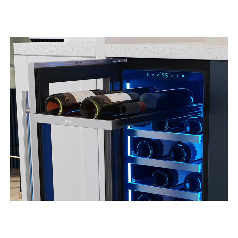 Zephyr Presrv Wine Cooler, 15in UC, SS+Gls, Rvs Door, 1Z