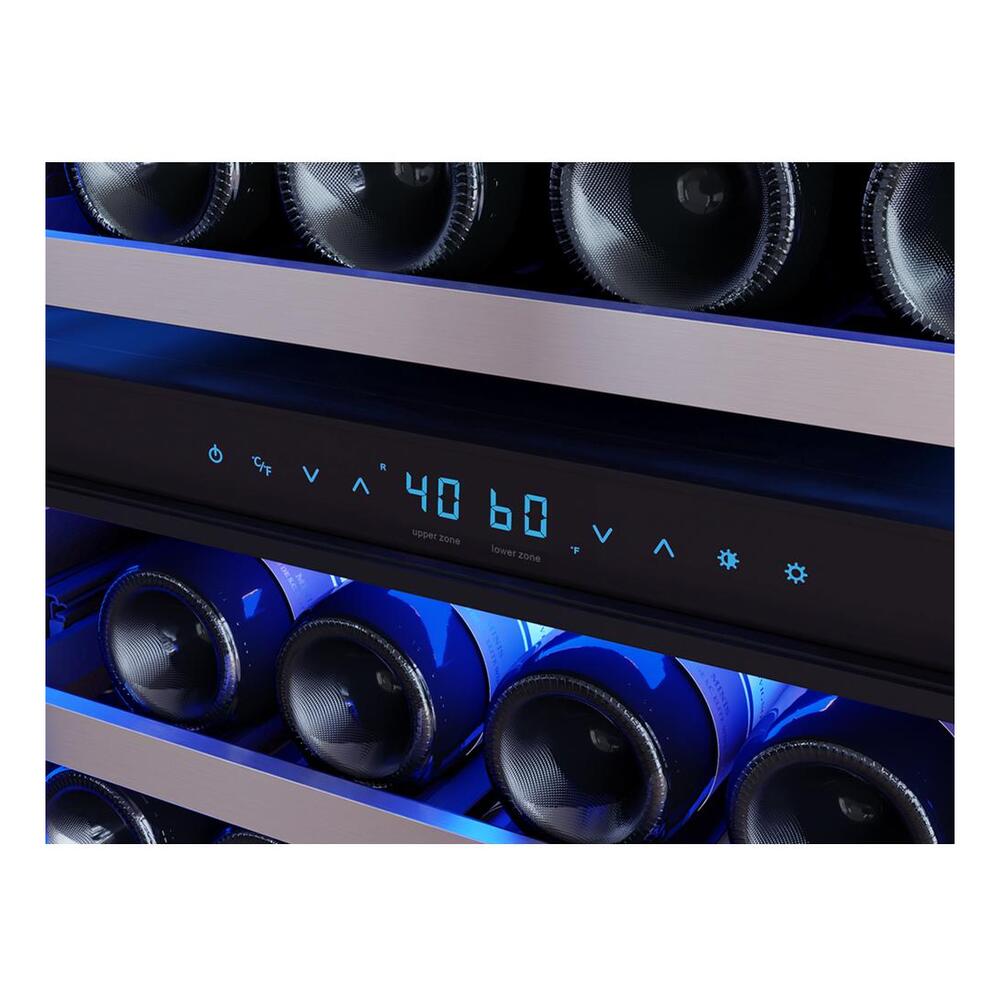 Zephyr Presrv Wine Cooler, 24in Full Size, SS+Glass, Reversible Door, 2 Zone