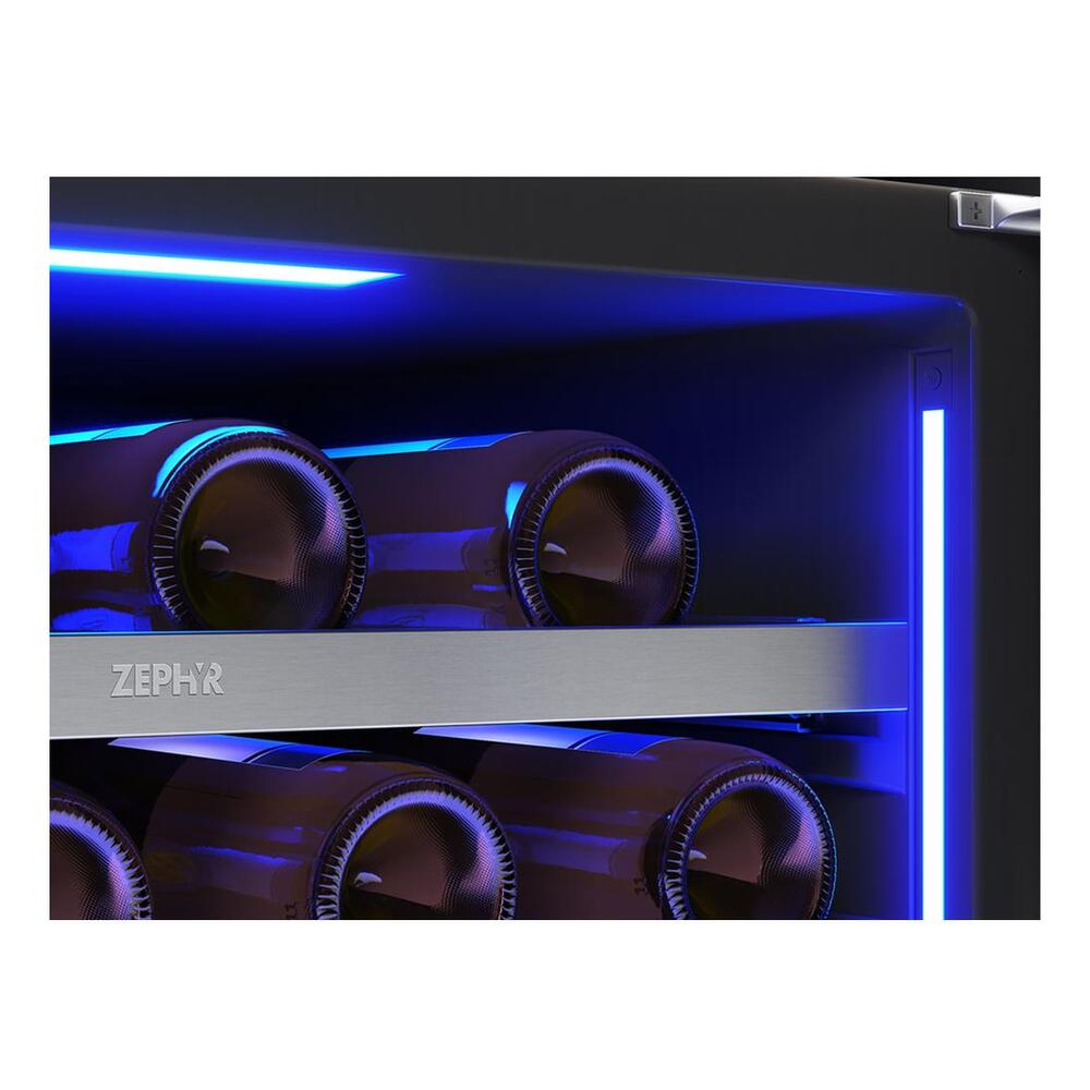 Zephyr Presrv Wine Cooler, 24in Full Size, SS+Glass, Reversible Door, 2 Zone