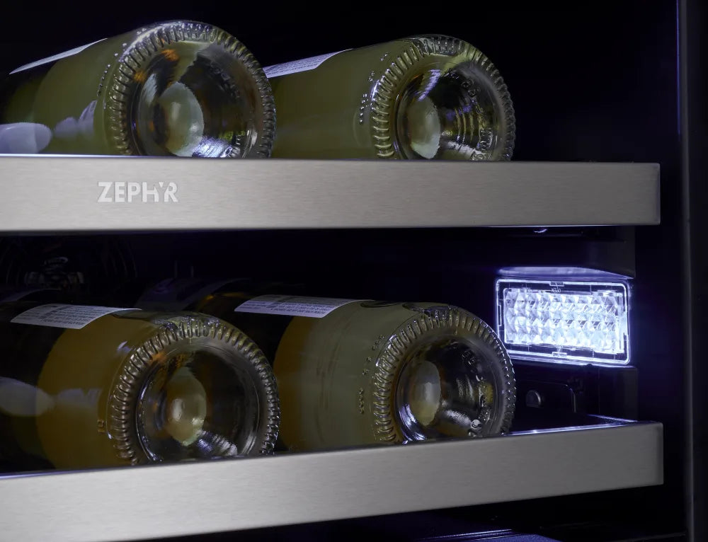 Zephyr Presrv Wine & Bev Cooler, 24in UC, SS+Gls, Fr Dr