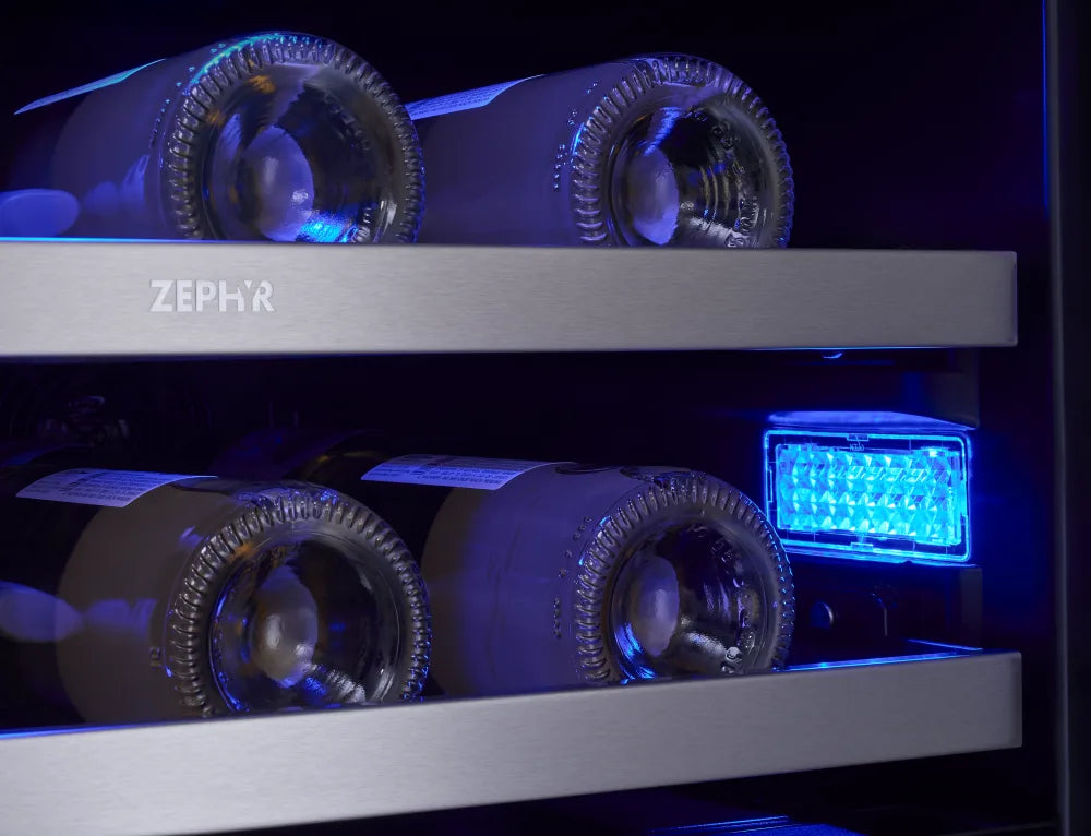 Zephyr Presrv Wine & Bev Cooler, 24in UC, SS+Gls, Fr Dr