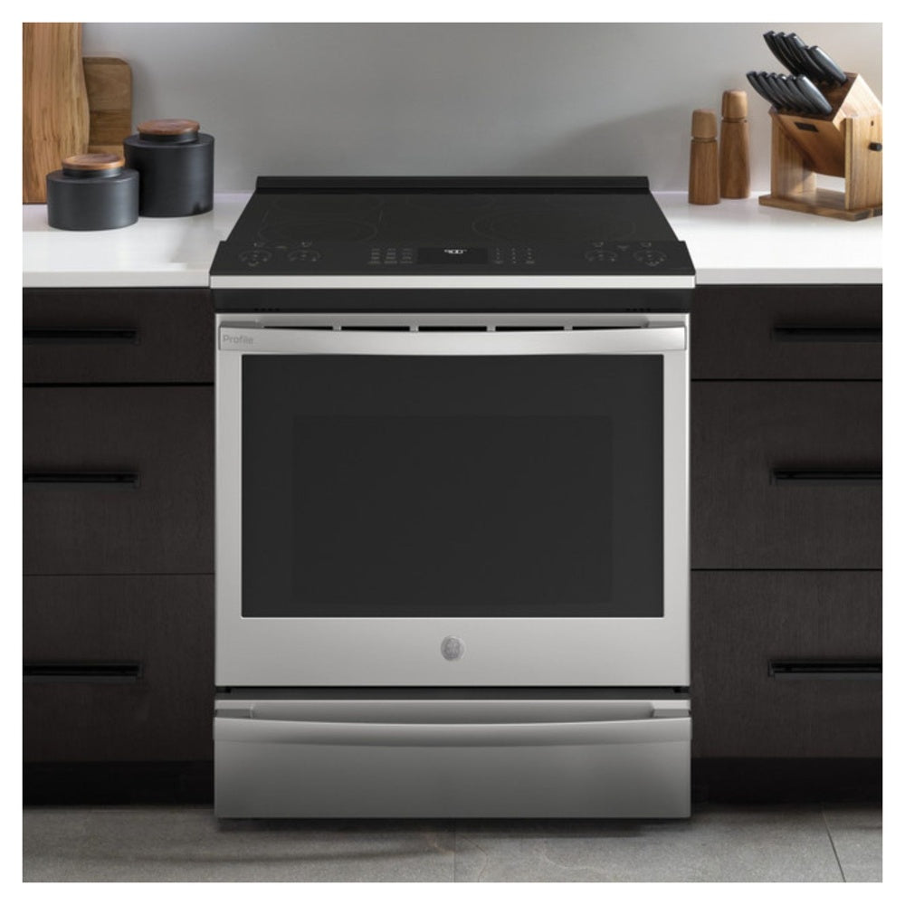 GE Profile GE Profile™ 30" Smart Slide-In Electric Convection Fingerprint Resistant Range w