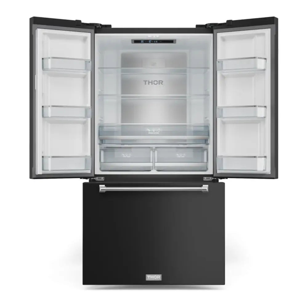 Thor Kitchen 30 IN 17.7 CU  FT FR DR CTR DEP REF WITH ICE MAKER IN BLACK WITH SS HANDLES AND 