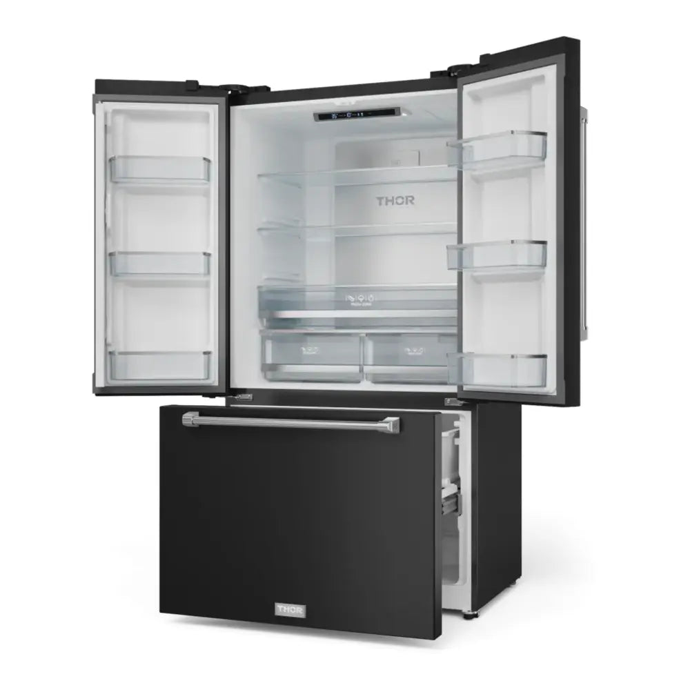 Thor Kitchen 30 IN 17.7 CU  FT FR DR CTR DEP REF WITH ICE MAKER IN BLACK WITH SS HANDLES AND 