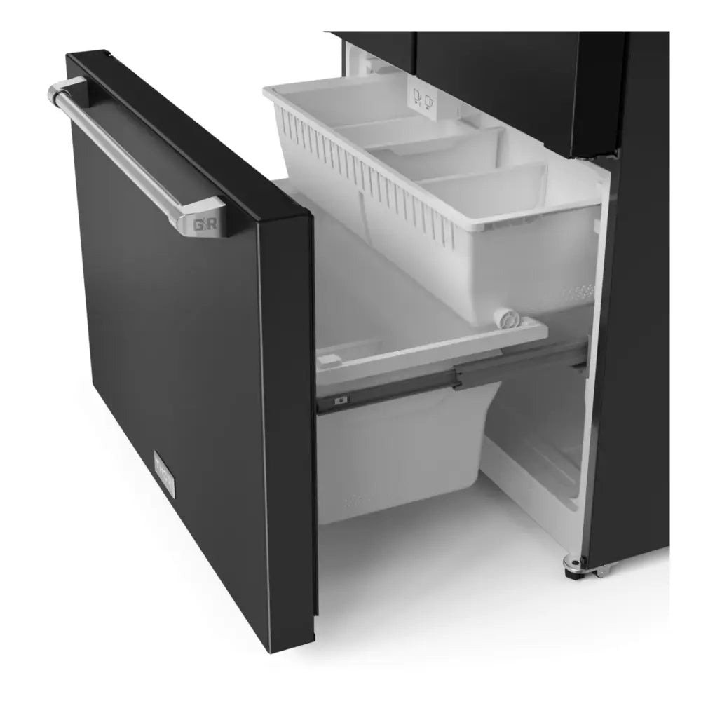 Thor Kitchen 30 IN 17.7 CU  FT FR DR CTR DEP REF WITH ICE MAKER IN BLACK WITH SS HANDLES AND 