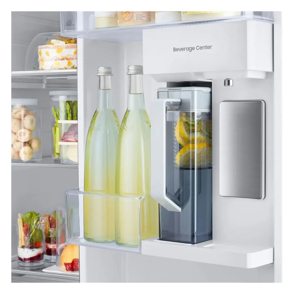 Samsung Bespoke Side-by-Side 28 cu. ft. Refrigerator with Beverage Center™ in White Glas