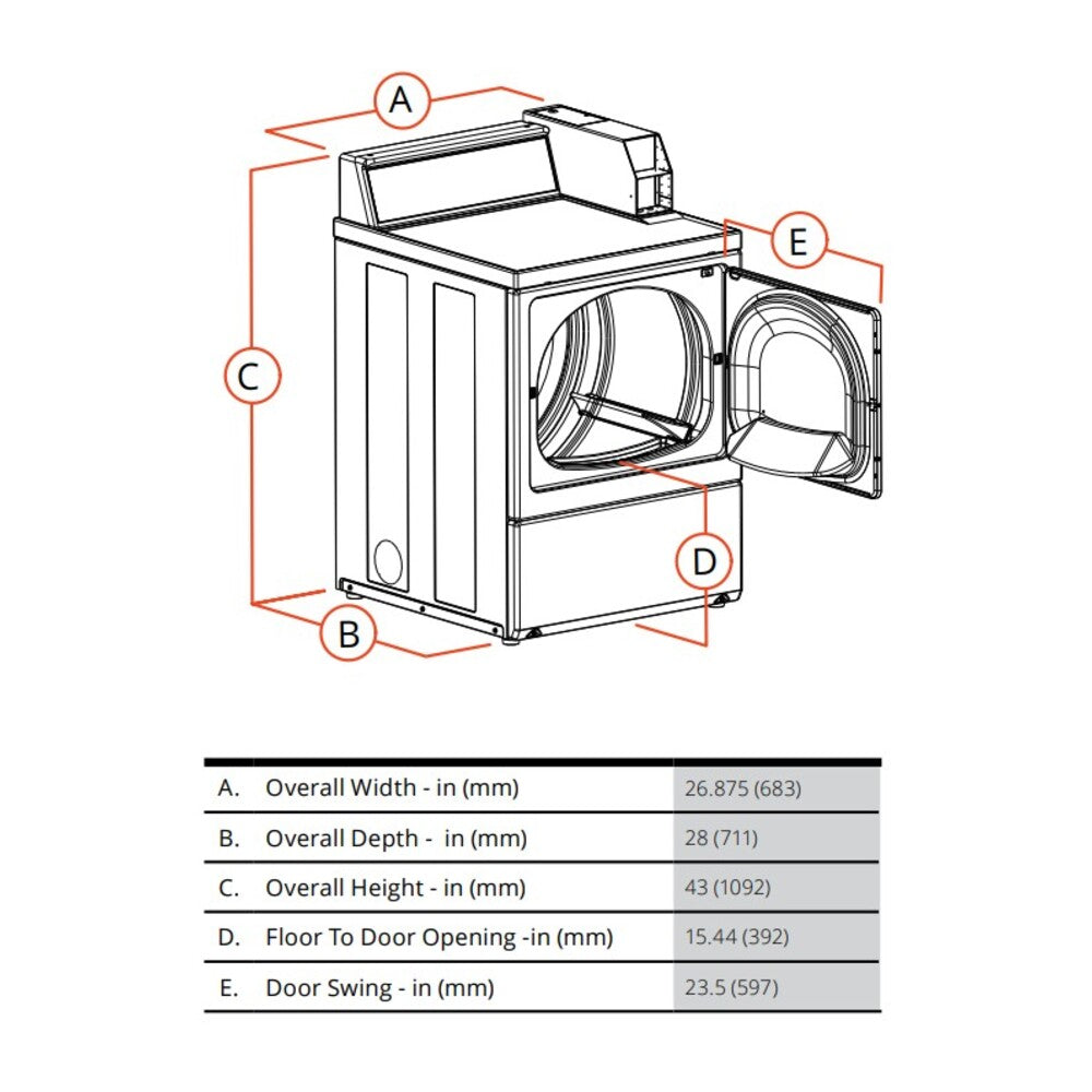Speed Queen REAR CONTROL CARD READY ELECTRIC DRYER