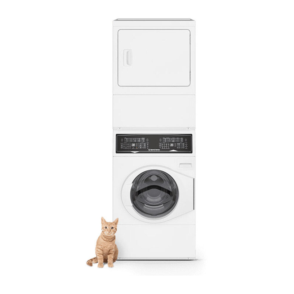 Speed Queen SF7 Stacked White Washer - Electric Dryer with Pet Plus™  Sanitize  Fast Cycle T