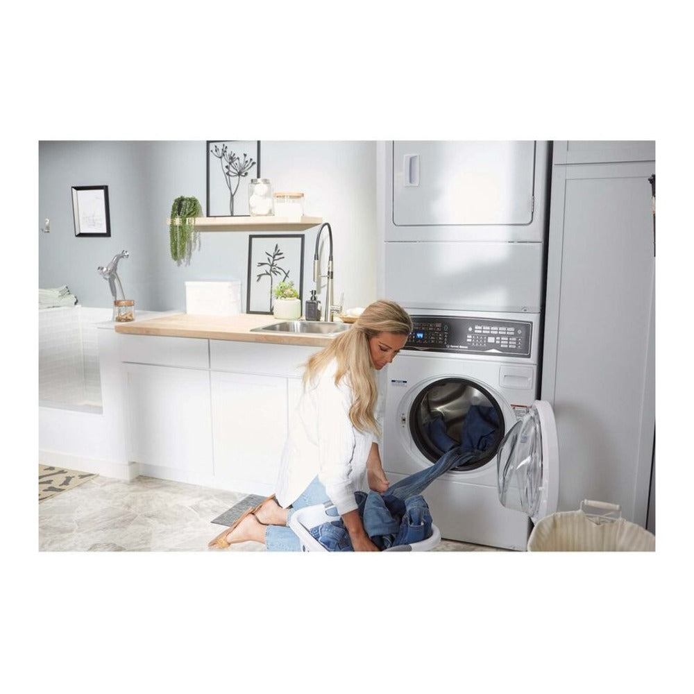 Speed Queen SF7 Stacked White Washer - Electric Dryer with Pet Plus™  Sanitize  Fast Cycle T