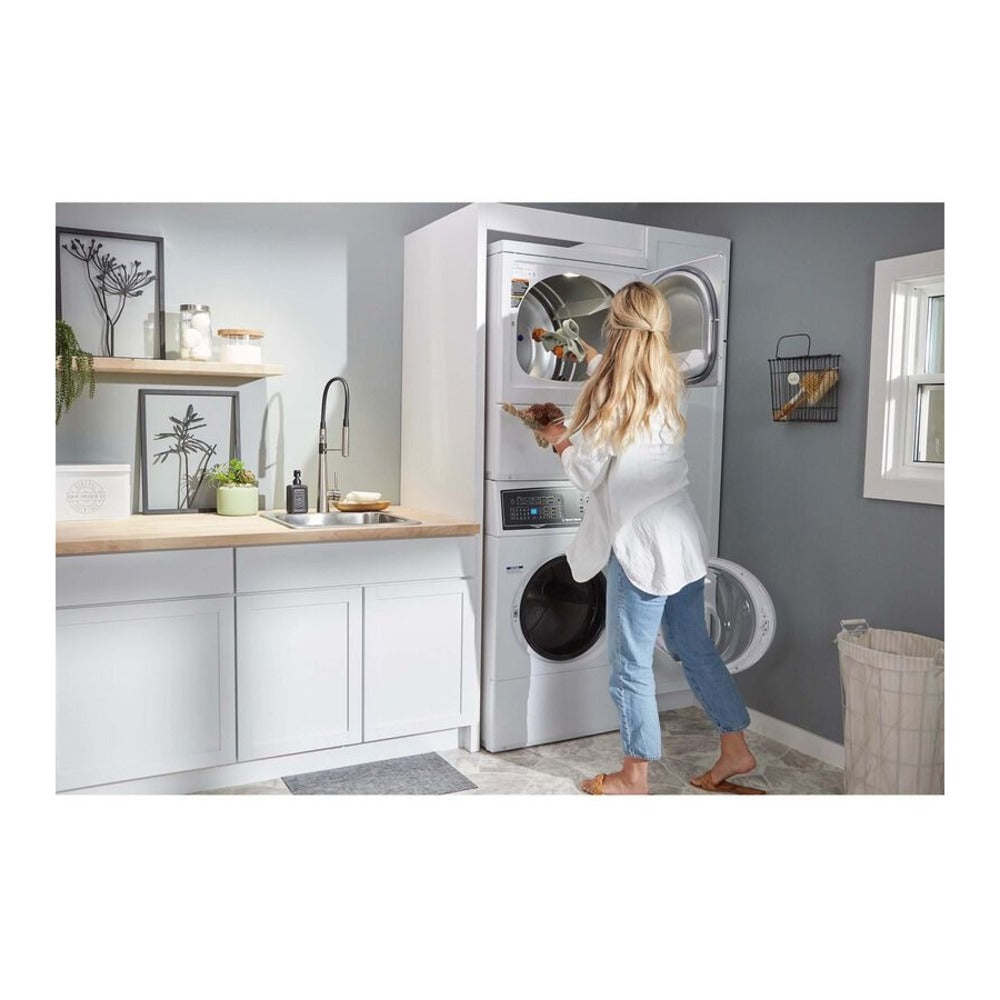 Speed Queen SF7 Stacked White Washer - Electric Dryer with Pet Plus™  Sanitize  Fast Cycle T