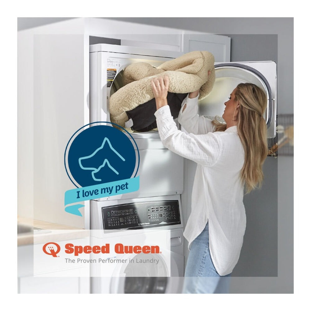 Speed Queen SF7 Stacked White Washer - Electric Dryer with Pet Plus™  Sanitize  Fast Cycle T