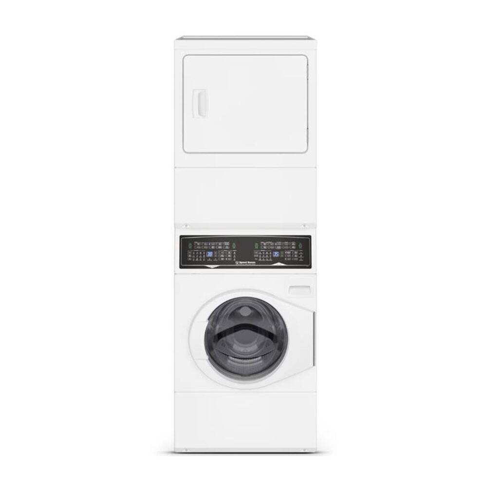 Speed Queen SF7 Stacked White Washer - Gas Dryer with Pet Plus™  Sanitize  Fast Cycle Times 