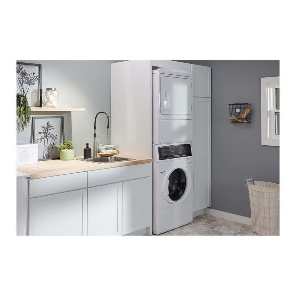 Speed Queen SF7 Stacked White Washer - Gas Dryer with Pet Plus™  Sanitize  Fast Cycle Times 