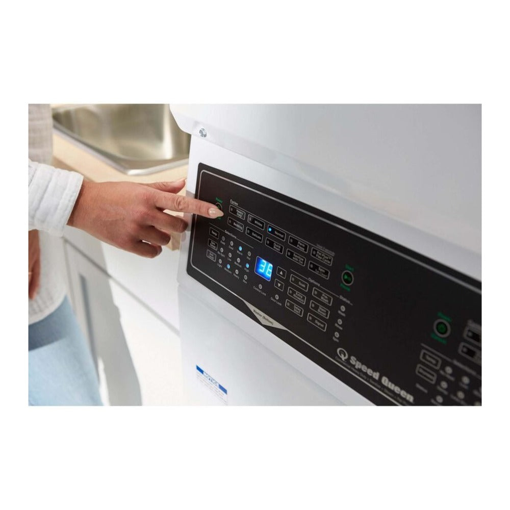 Speed Queen SF7 Stacked White Washer - Gas Dryer with Pet Plus™  Sanitize  Fast Cycle Times 