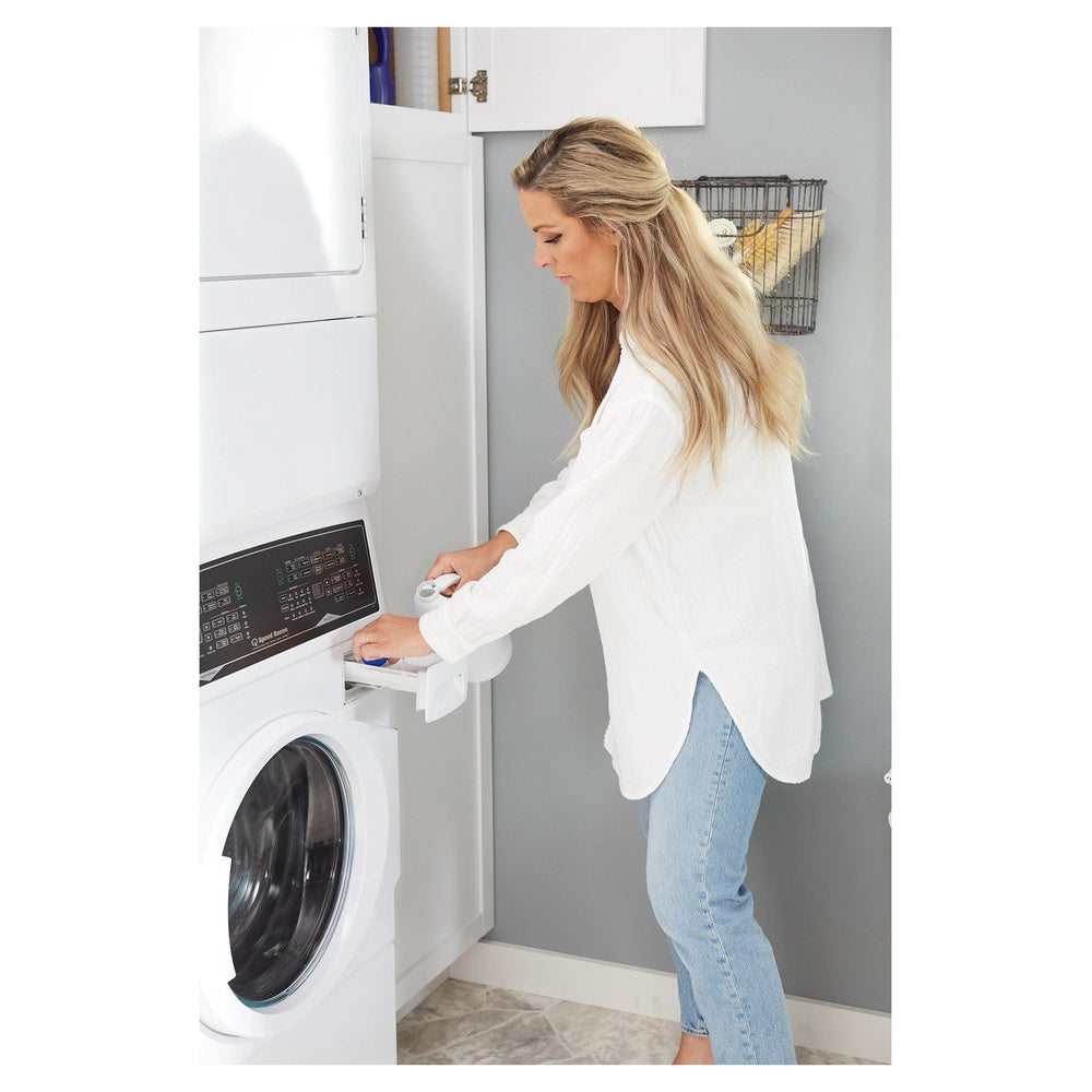 Speed Queen SF7 Stacked White Washer - Gas Dryer with Pet Plus™  Sanitize  Fast Cycle Times 