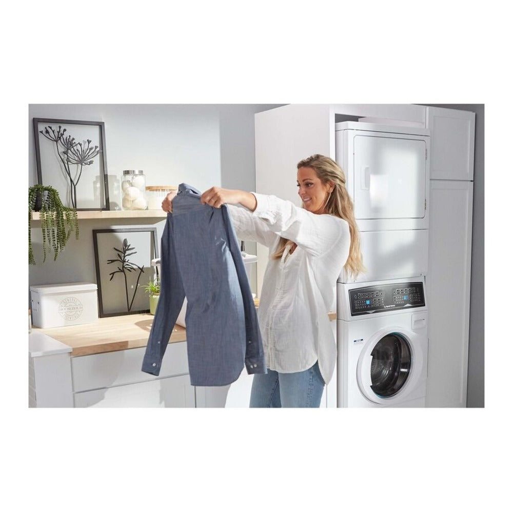 Speed Queen SF7 Stacked White Washer - Gas Dryer with Pet Plus™  Sanitize  Fast Cycle Times 