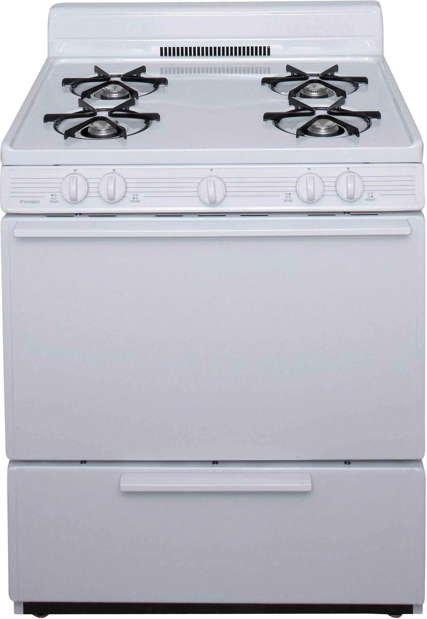 Premier 30 in. 3.91 cu. Ft. Electronic Spark Open Burner Range- White