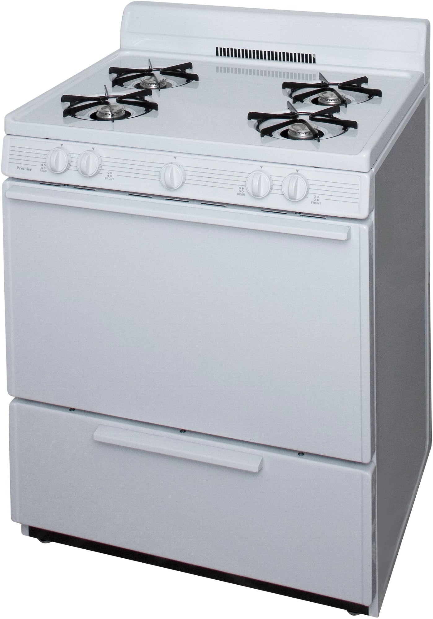 Premier 30 in. 3.91 cu. Ft. Electronic Spark Open Burner Range- White