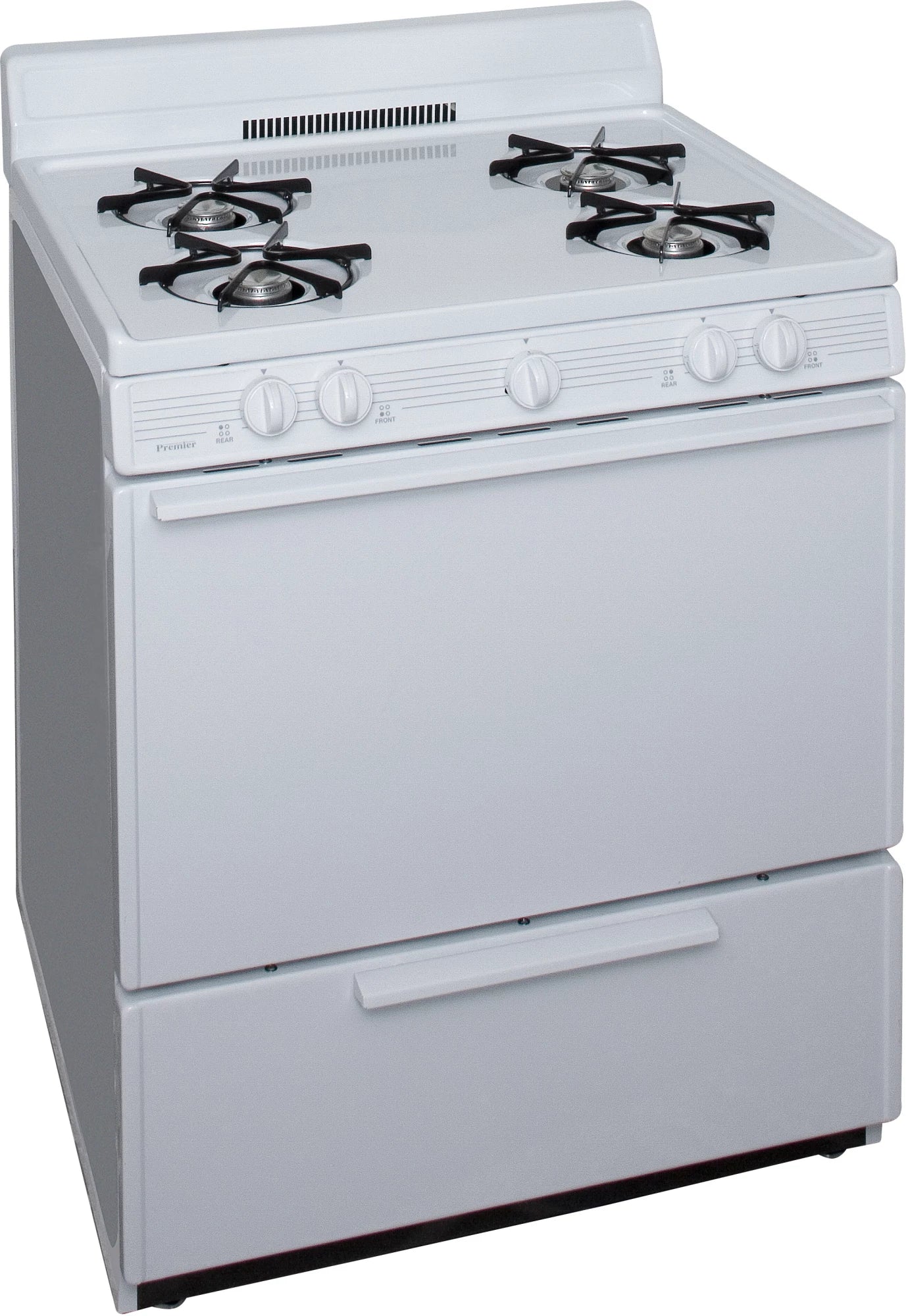 Premier 30 in. 3.91 cu. Ft. Electronic Spark Open Burner Range- White