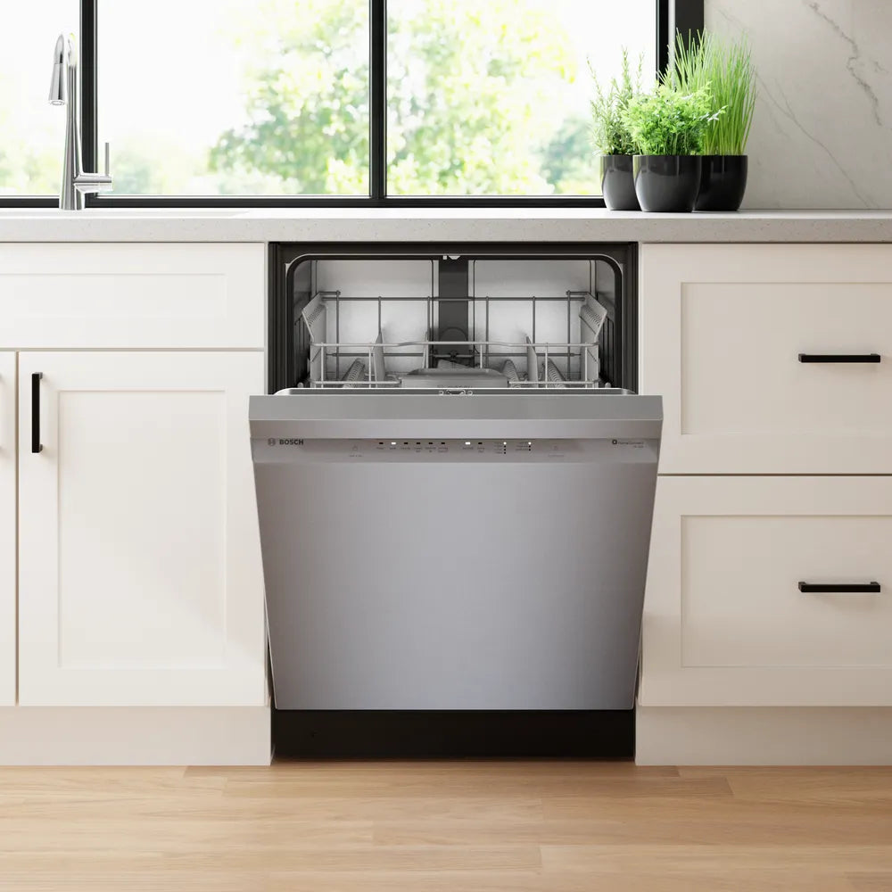 Bosch 100 Series, built-under dishwasher, 24'', Brushed steel anti-fingerprint