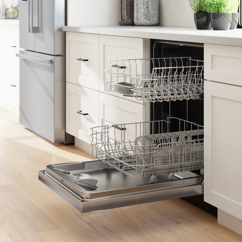 Bosch 100 Series, built-under dishwasher, 24'', Brushed steel anti-fingerprint