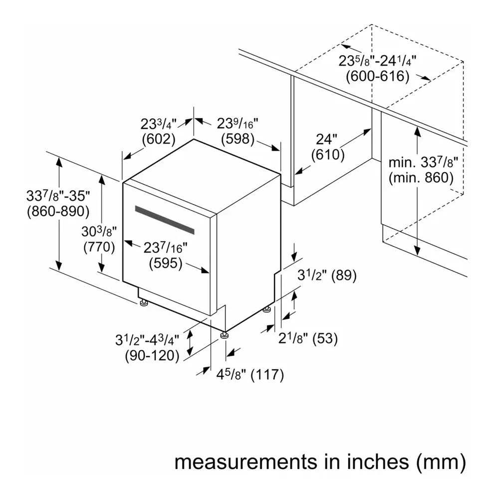 Bosch 300 Recessed Handle, 48 dBA, Standard 3rd Rack, PureDry - WH