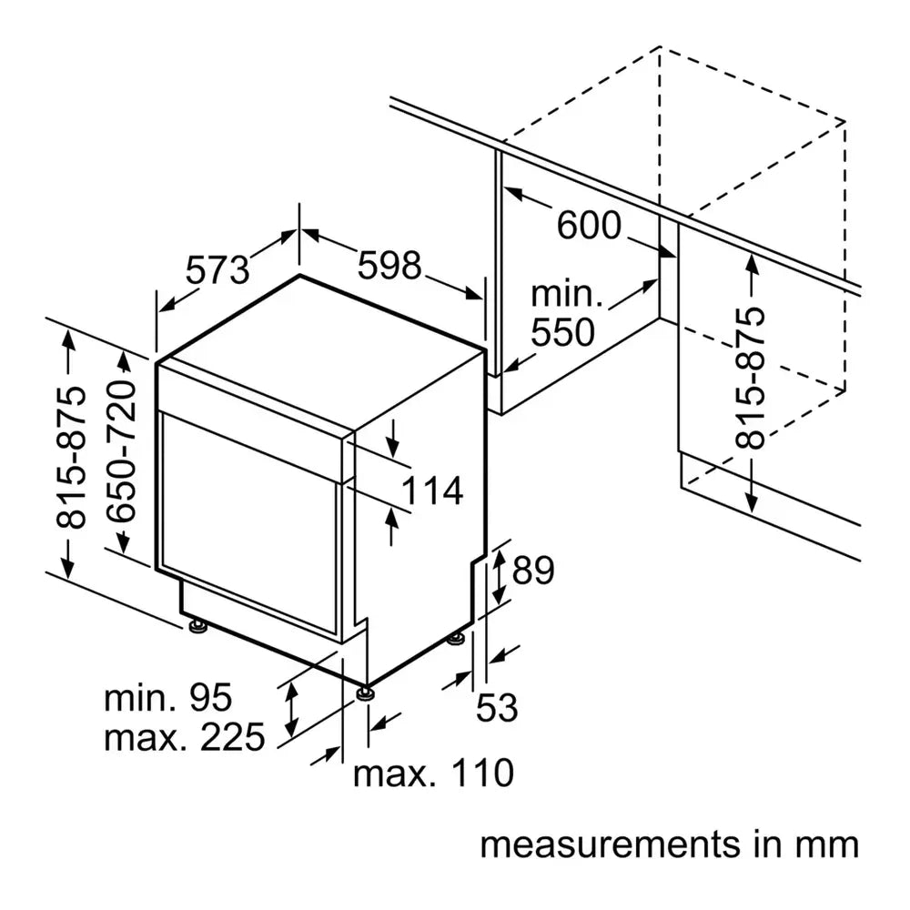 Bosch 300 Recessed Handle, 48 dBA, Standard 3rd Rack, PureDry - SS