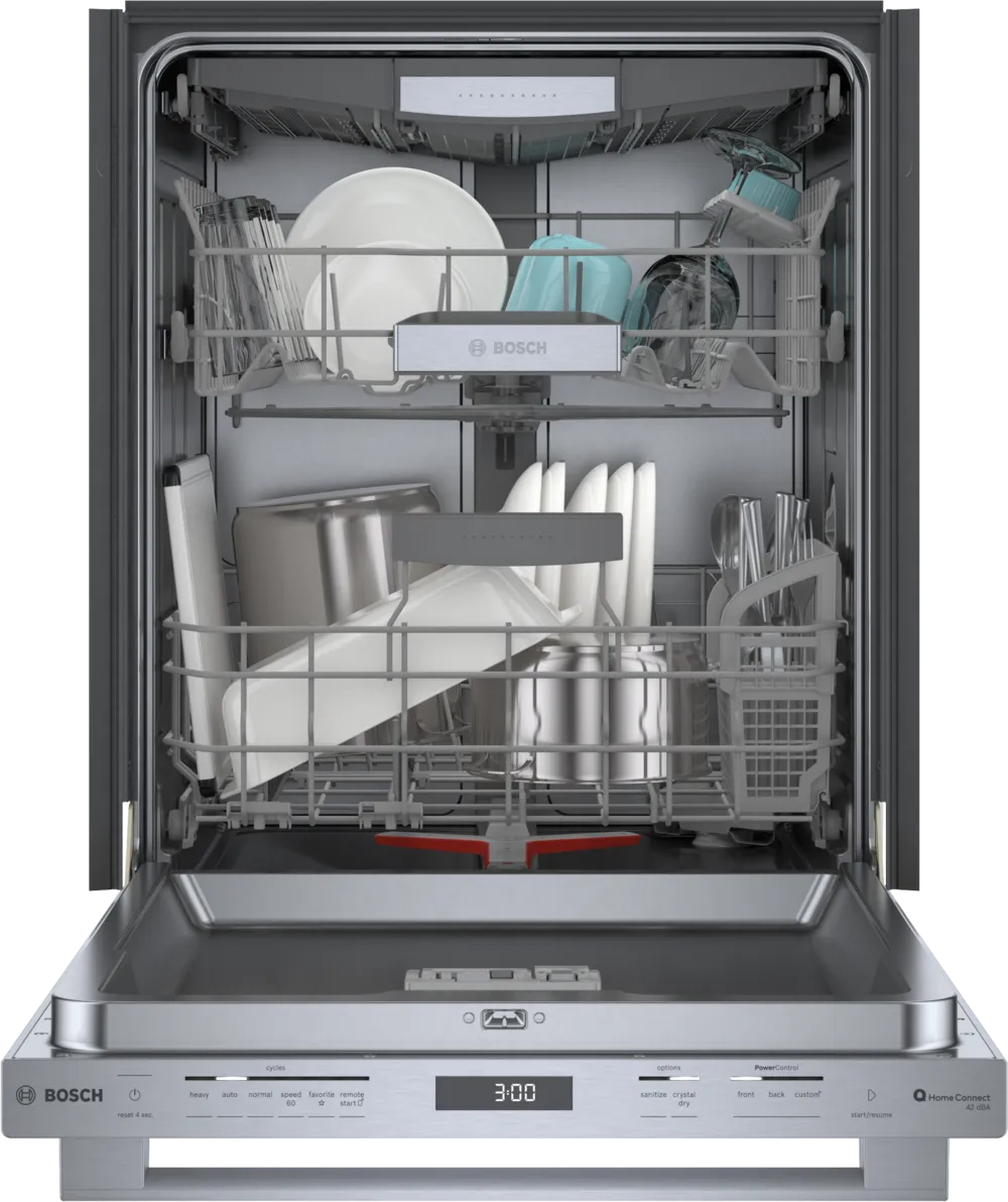 Bosch 800 Series, built-under dishwasher, 24'', Brushed steel anti-fingerprint