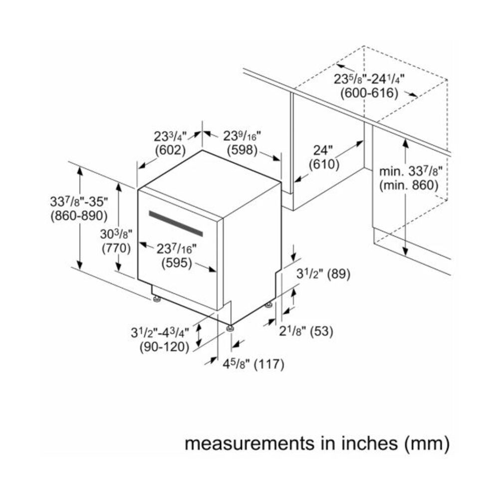 Bosch 800 Series, built-under dishwasher, 24'', Brushed steel anti-fingerprint