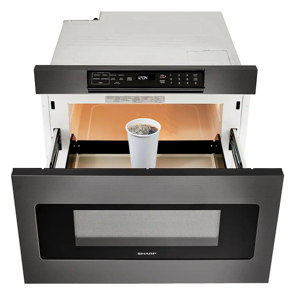 Sharp 24 in. 1.2 cu. ft. 950W Sharp Black Stainless Steel Microwave Drawer Oven