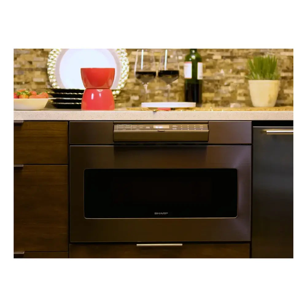Sharp 24 in. 1.2 cu. ft. 950W Sharp Black Stainless Steel Microwave Drawer Oven