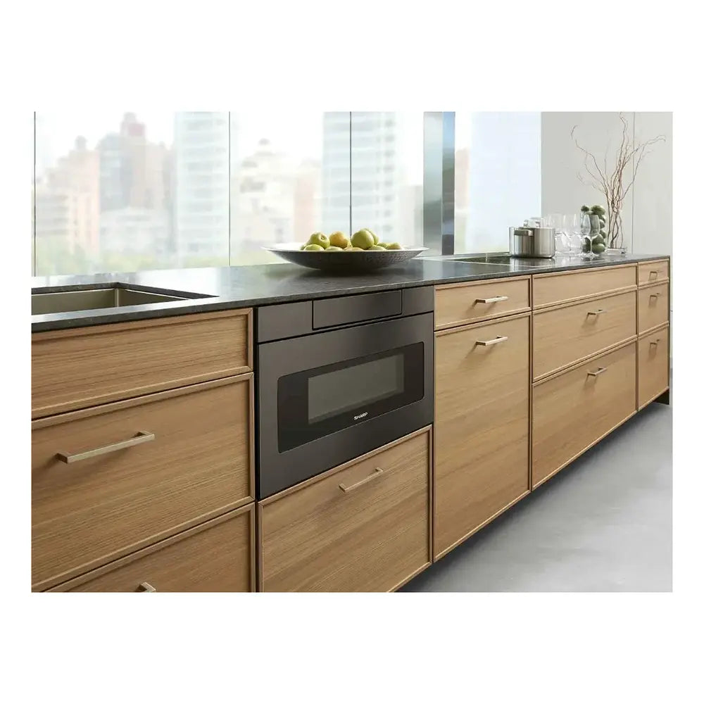 Sharp 24 in. 1.2 cu. ft. 950W Sharp Black Stainless Steel Microwave Drawer Oven