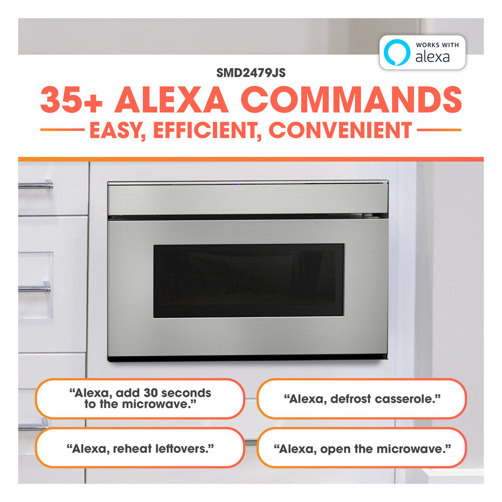 Sharp 24 in. 1.2 cu. ft. 950W Sharp Stainless Steel Smart Easy Wave Open Microwave Dra