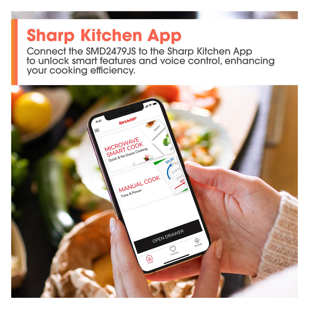 Sharp 24 in. 1.2 cu. ft. 950W Sharp Stainless Steel Smart Easy Wave Open Microwave Dra