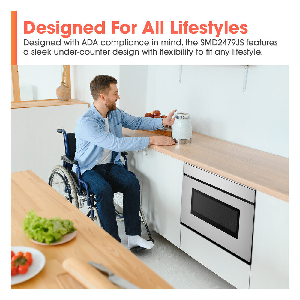 Sharp 24 in. 1.2 cu. ft. 950W Sharp Stainless Steel Smart Easy Wave Open Microwave Dra