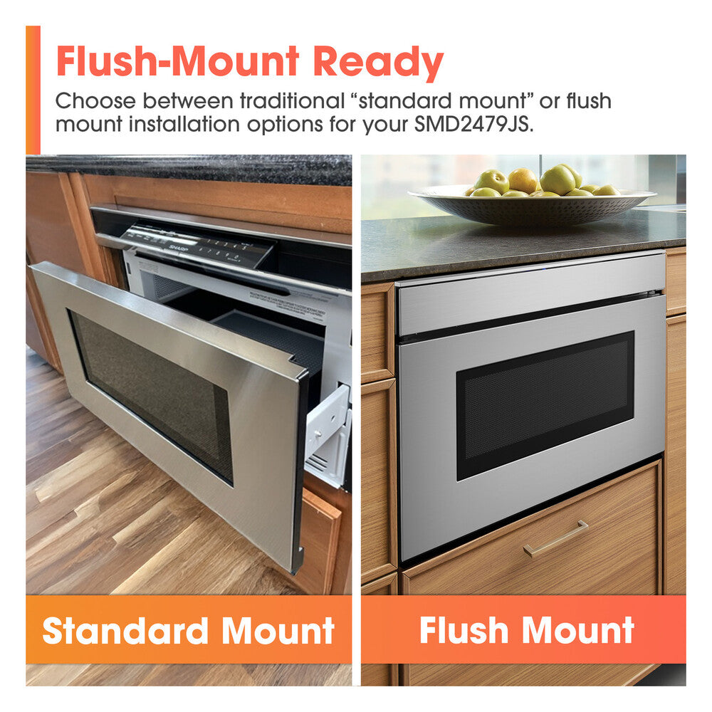 Sharp 24 in. 1.2 cu. ft. 950W Sharp Stainless Steel Smart Easy Wave Open Microwave Dra