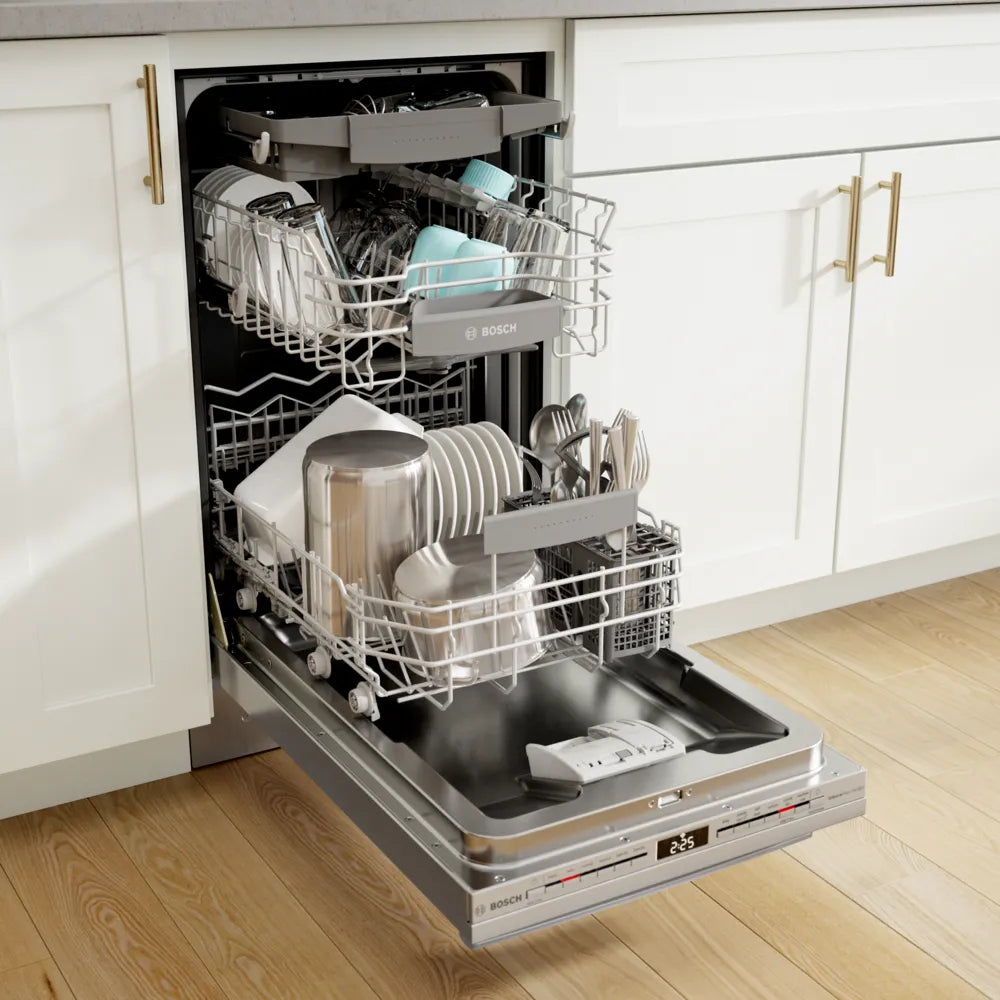 Bosch 800 Series, built-under dishwasher, 17 3/4'', Brushed steel