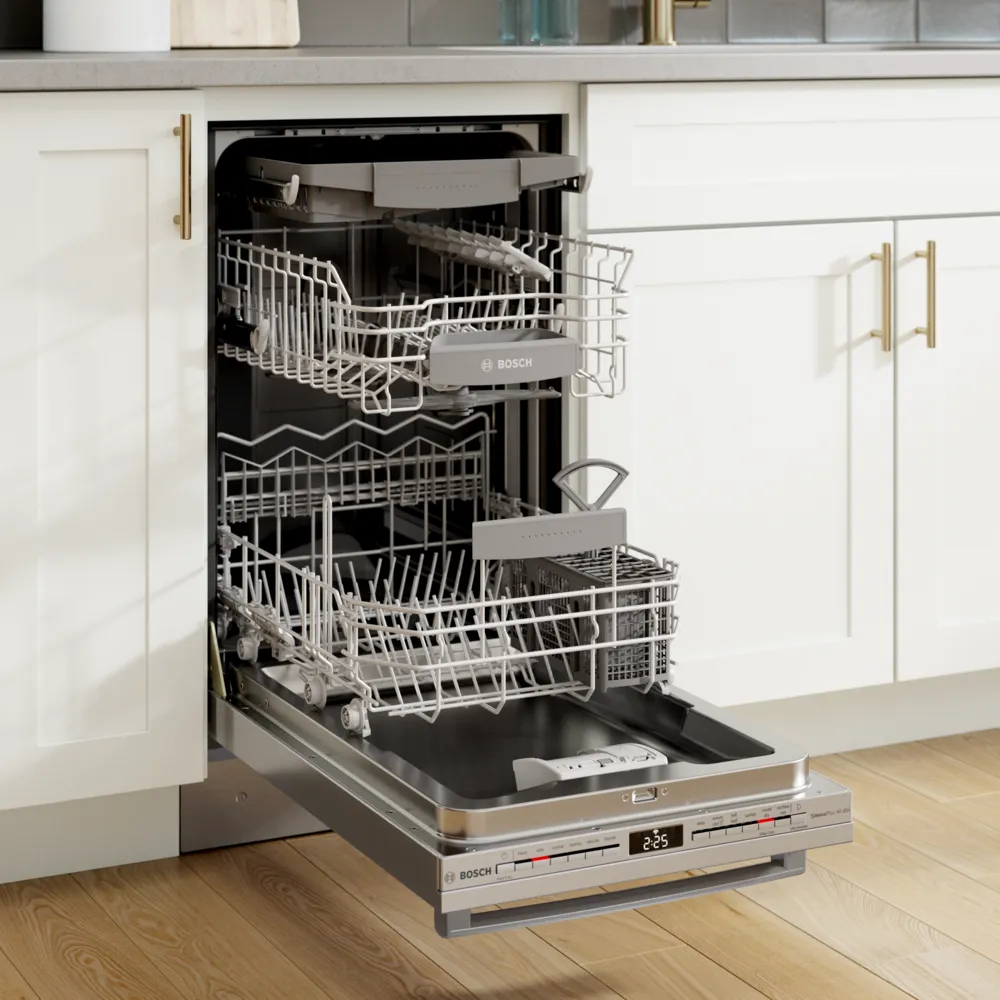 Bosch 800 Series, built-under dishwasher, 17 3/4'', Brushed steel