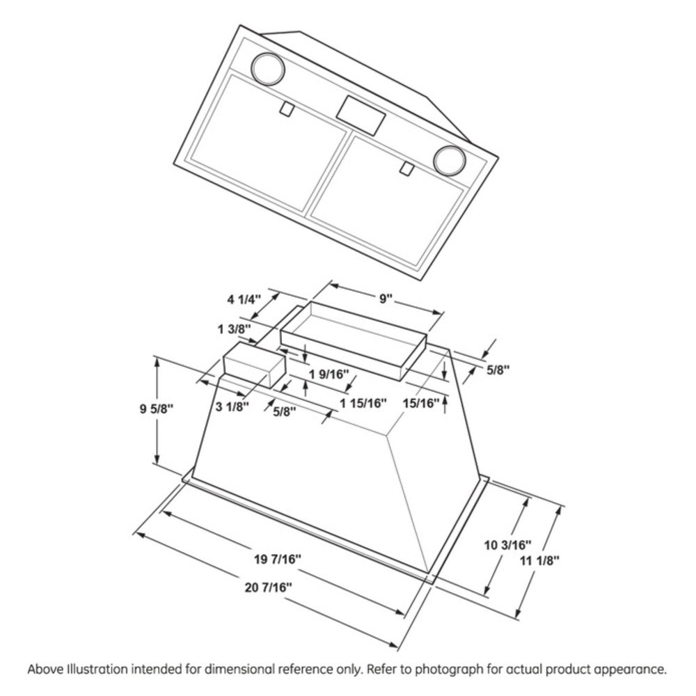 GE 20" Custom Hood Insert w/ Dimmable LED Lighting