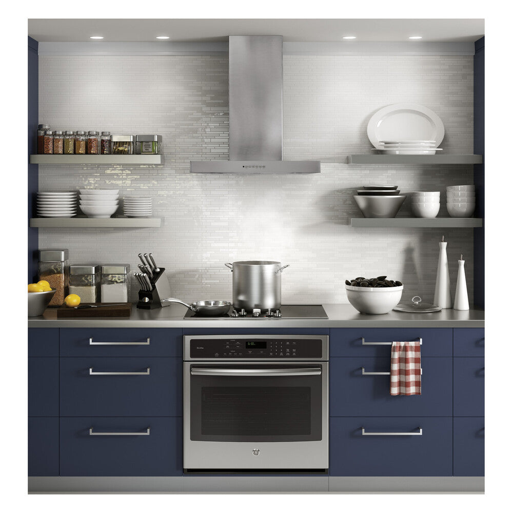 GE 30" Designer Wall Mount Hood w/ Dimmable LED Lighting